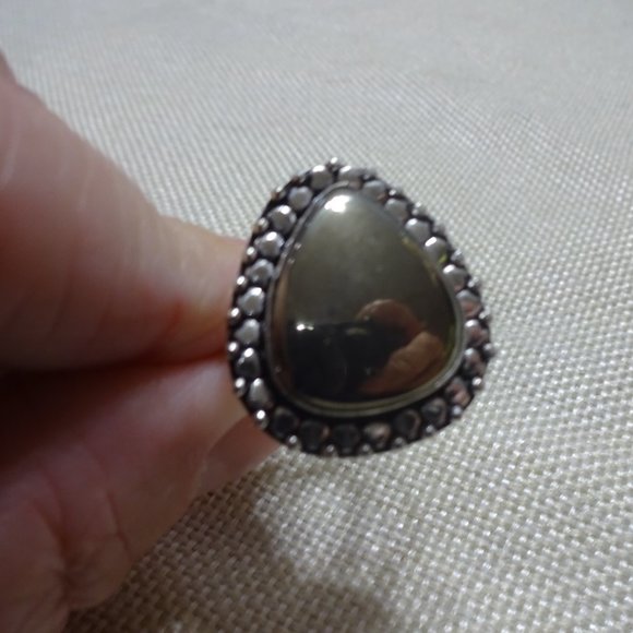 Unique "APACHE PYRITE" Handmade Sterling Ring Size 8.75 #587B - Picture 3 of 3